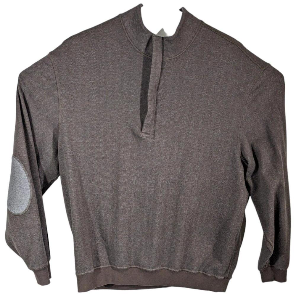 Cremieux Classics Mens Jacket 1/4 Zip Brown and Grey Elbow Patches XXL 2XL